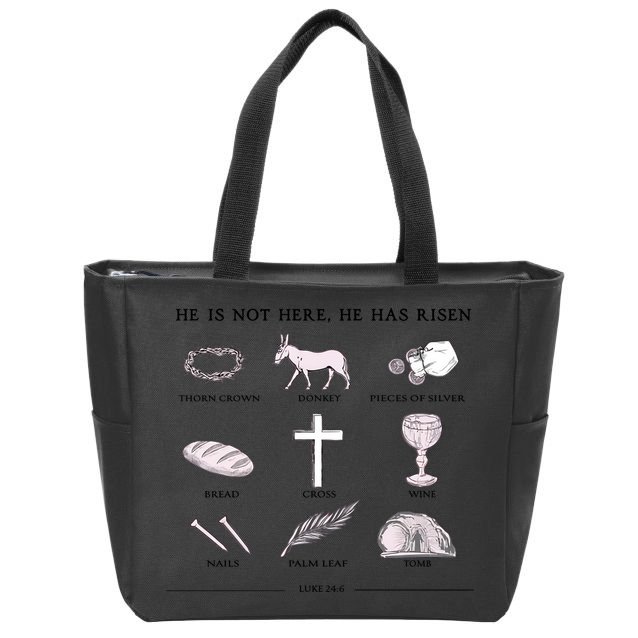 He Is Not Here He Has Risen Christian Jesus Easter Day Family Matching Zip Tote Bag
