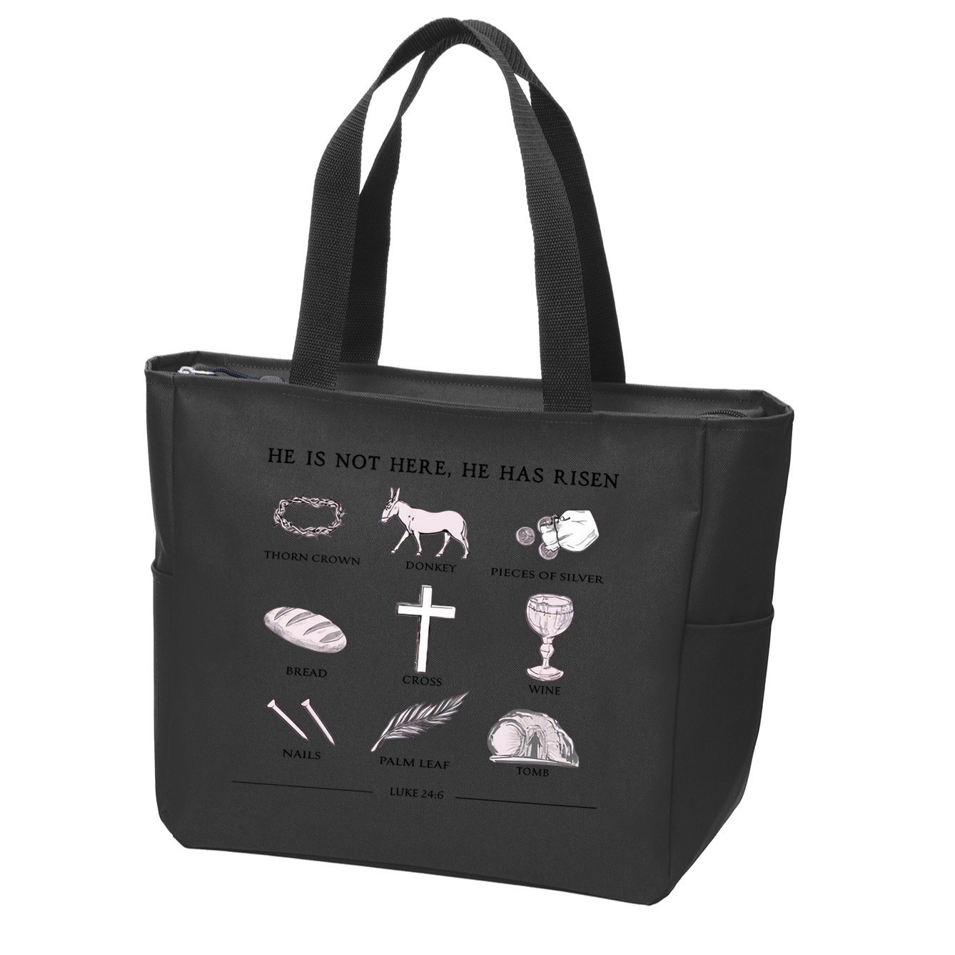 He Is Not Here He Has Risen Christian Jesus Easter Day Family Matching Zip Tote Bag