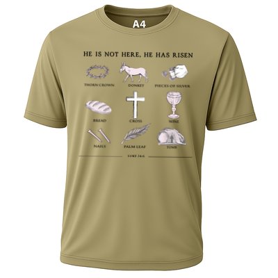 He Is Not Here He Has Risen Christian Jesus Easter Day Family Matching Cooling Performance Crew T-Shirt