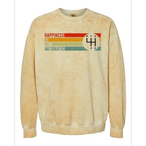 Happiness Is Not Automatic 4 Speed Manual Transmission Colorblast Crewneck Sweatshirt