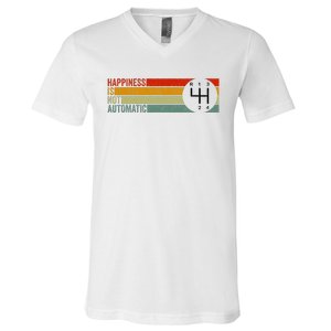 Happiness Is Not Automatic 4 Speed Manual Transmission V-Neck T-Shirt