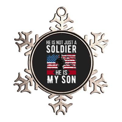 He Is Not Just A Soldier He Is My Son Proud Military Mom Dad Metallic Star Ornament