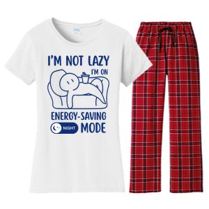 Humor Im Not Lazy Im On Energy Saving Mode Witty Saying Women's Flannel Pajama Set