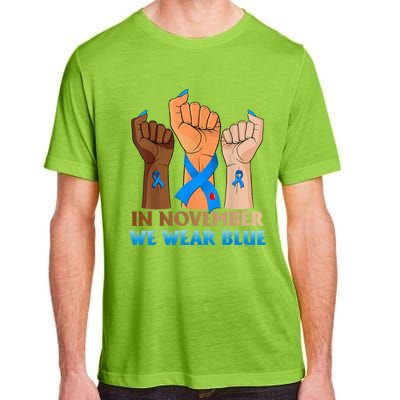 Hand In November We Wear Blue Diabetes Awareness Month Adult ChromaSoft Performance T-Shirt