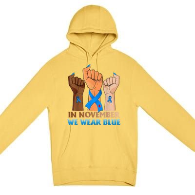 Hand In November We Wear Blue Diabetes Awareness Month Premium Pullover Hoodie