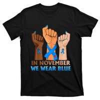 Hand In November We Wear Blue Diabetes Awareness Month T-Shirt