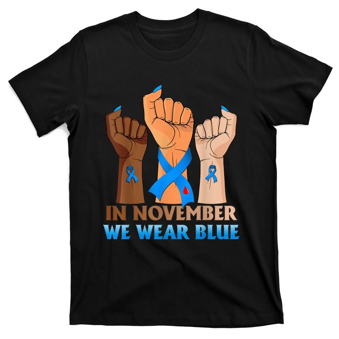 Hand In November We Wear Blue Diabetes Awareness Month T-Shirt