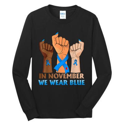 Hand In November We Wear Blue Diabetes Awareness Month Tall Long Sleeve T-Shirt