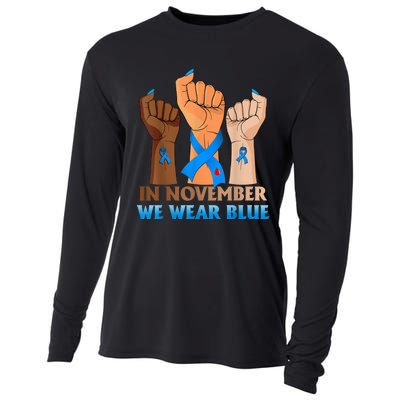 Hand In November We Wear Blue Diabetes Awareness Month Cooling Performance Long Sleeve Crew