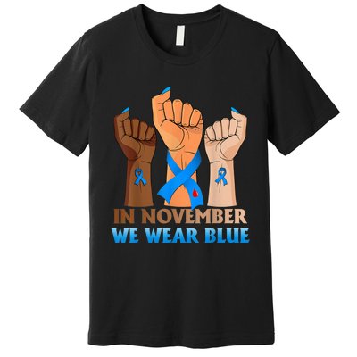 Hand In November We Wear Blue Diabetes Awareness Month Premium T-Shirt