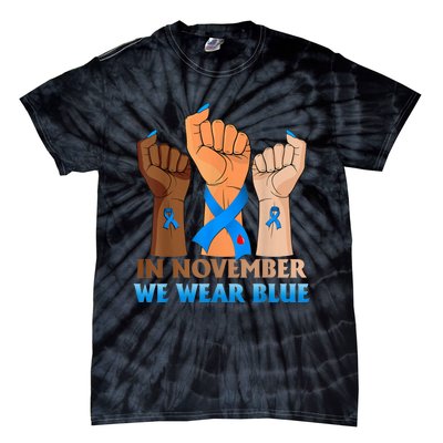 Hand In November We Wear Blue Diabetes Awareness Month Tie-Dye T-Shirt