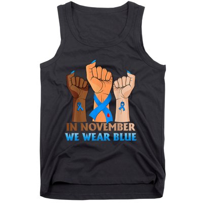 Hand In November We Wear Blue Diabetes Awareness Month Tank Top