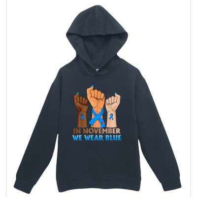 Hand In November We Wear Blue Diabetes Awareness Month Urban Pullover Hoodie