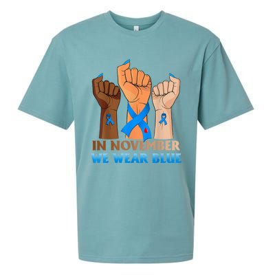 Hand In November We Wear Blue Diabetes Awareness Month Sueded Cloud Jersey T-Shirt