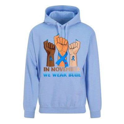 Hand In November We Wear Blue Diabetes Awareness Month Unisex Surf Hoodie