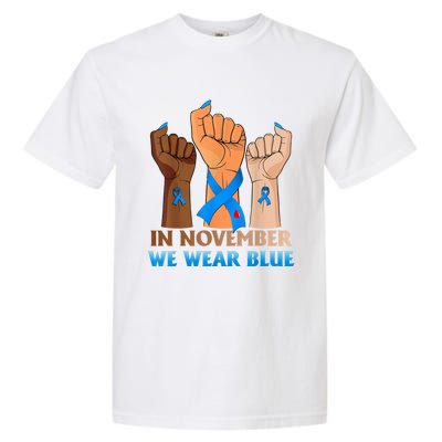 Hand In November We Wear Blue Diabetes Awareness Month Garment-Dyed Heavyweight T-Shirt