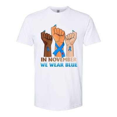 Hand In November We Wear Blue Diabetes Awareness Month Softstyle CVC T-Shirt