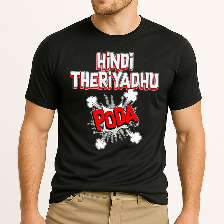 Hindi Theriyathu Poda Hindi Imposition Cooling Performance Crew T-Shirt