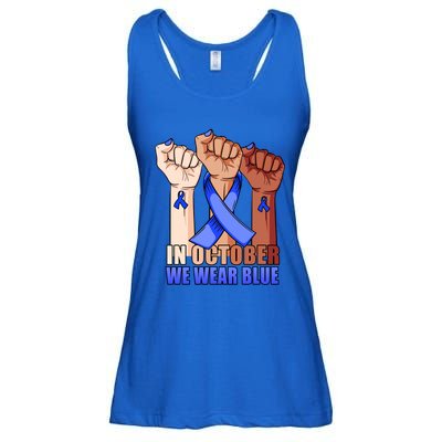 Hand In October We Wear Blue Colon Cancer Awareness Month Gift Ladies Essential Flowy Tank