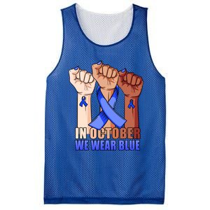 Hand In October We Wear Blue Colon Cancer Awareness Month Gift Mesh Reversible Basketball Jersey Tank