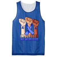 Hand In October We Wear Blue Colon Cancer Awareness Month Gift Mesh Reversible Basketball Jersey Tank