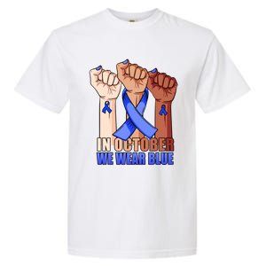 Hand In October We Wear Blue Colon Cancer Awareness Month Gift Garment-Dyed Heavyweight T-Shirt