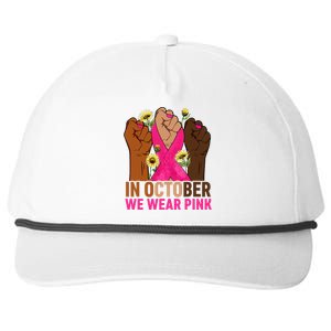 Hand In October We Wear Pink Breast Cancer Awareness Month Snapback Five-Panel Rope Hat