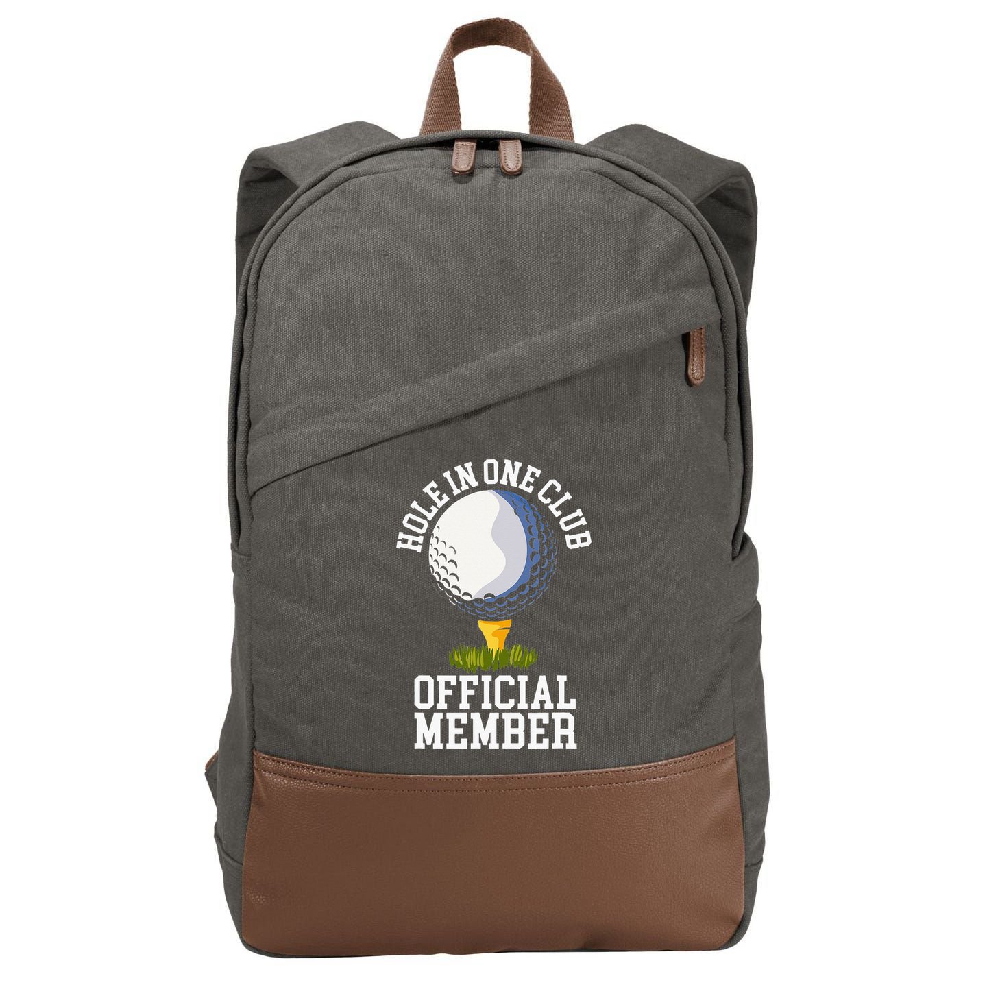 Hole In One Club Golf Club Golfer Hole In One Cotton Canvas Backpack