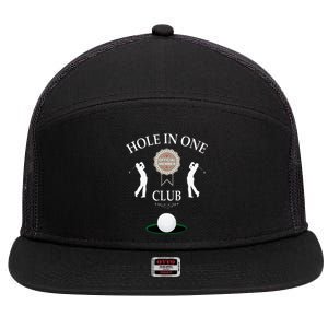 Hole In One Club Funny Golf Humor 7 Panel Mesh Trucker Snapback Hat