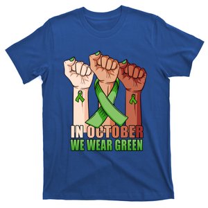 Hand In October We Wear Green Cerebral Palsy Awareness Month Cute Gift T-Shirt