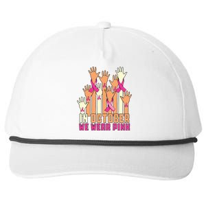 Hand In October We Wear Pink Breast Cancer Awareness Month Snapback Five-Panel Rope Hat