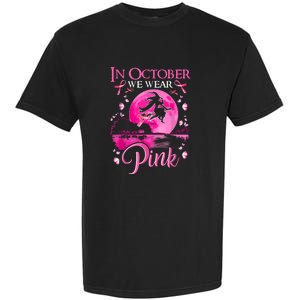 Halloween In October We Wear Pink Ribbon Witch Breast Cancer Gift Garment-Dyed Heavyweight T-Shirt