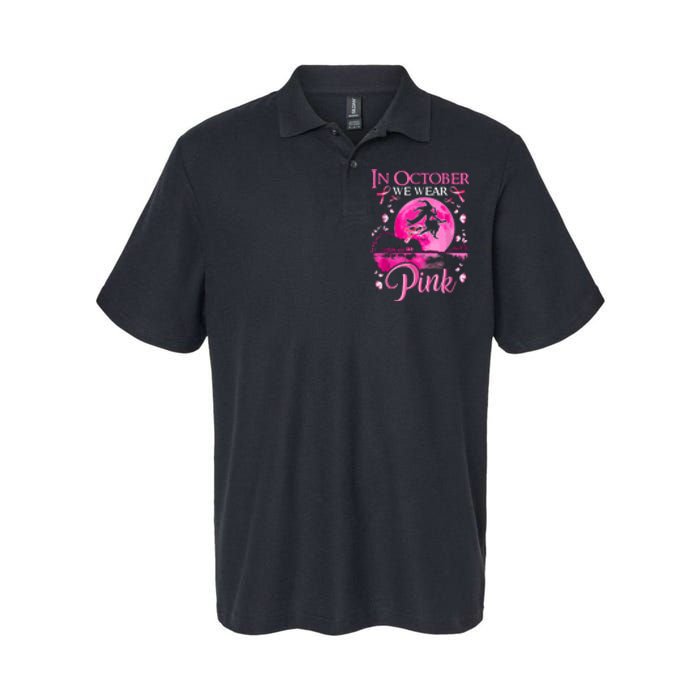 Halloween In October We Wear Pink Ribbon Witch Breast Cancer Gift Softstyle Adult Sport Polo