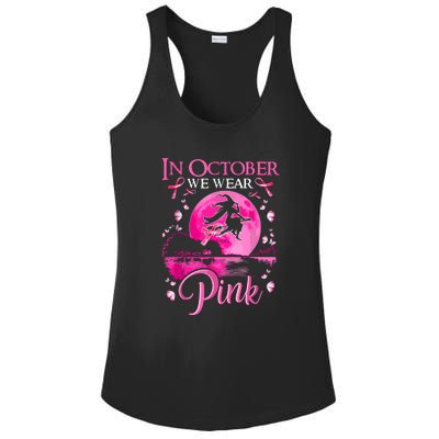 Halloween In October We Wear Pink Ribbon Witch Breast Cancer Gift Ladies PosiCharge Competitor Racerback Tank