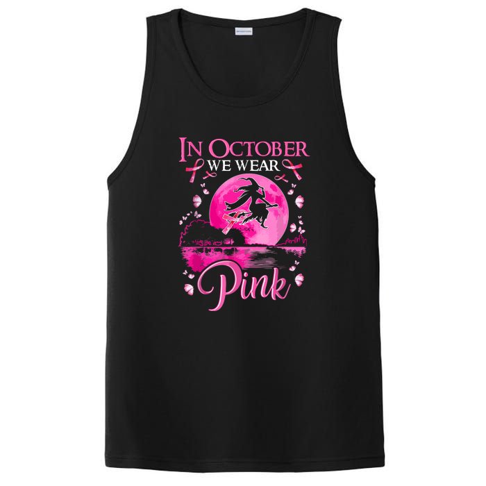 Halloween In October We Wear Pink Ribbon Witch Breast Cancer Gift PosiCharge Competitor Tank