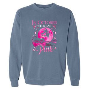 Halloween In October We Wear Pink Ribbon Witch Breast Cancer Gift Garment-Dyed Sweatshirt