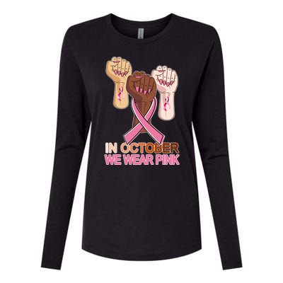 Hand In October We Wear Pink Breast Cancer Awareness Month TShirt Womens Cotton Relaxed Long Sleeve T-Shirt