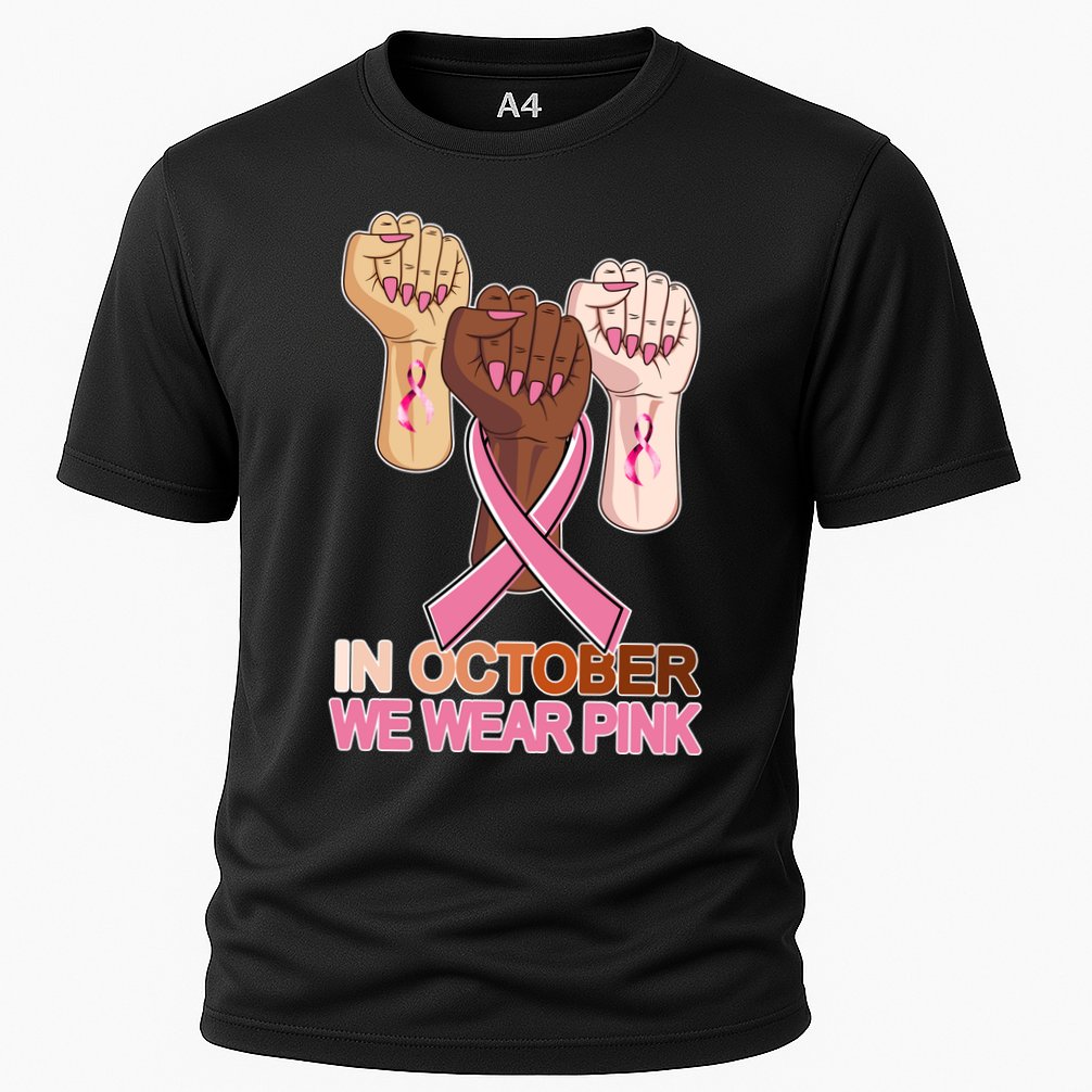 Hand In October We Wear Pink Breast Cancer Awareness Month TShirt Cooling Performance Crew T-Shirt