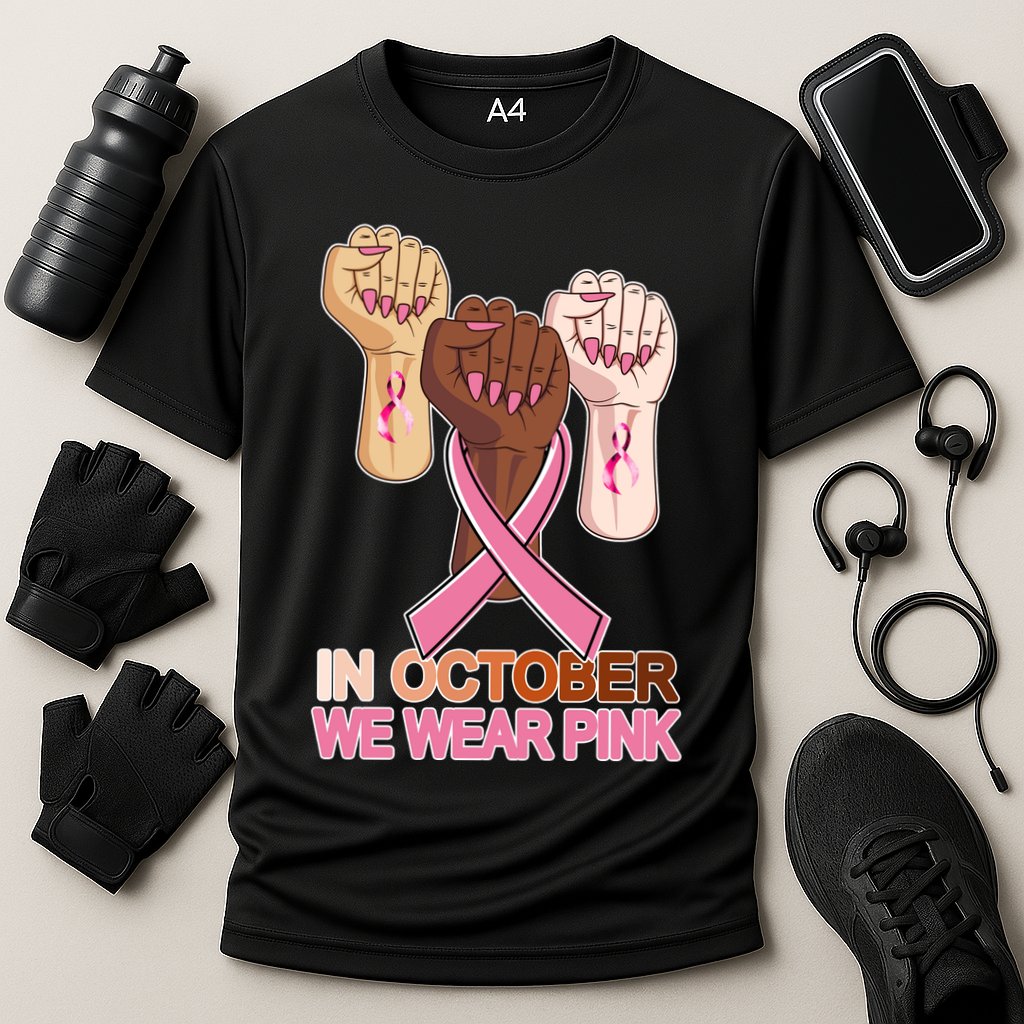Hand In October We Wear Pink Breast Cancer Awareness Month TShirt Cooling Performance Crew T-Shirt