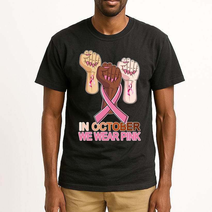 Hand In October We Wear Pink Breast Cancer Awareness Month TShirt Tall T-Shirt