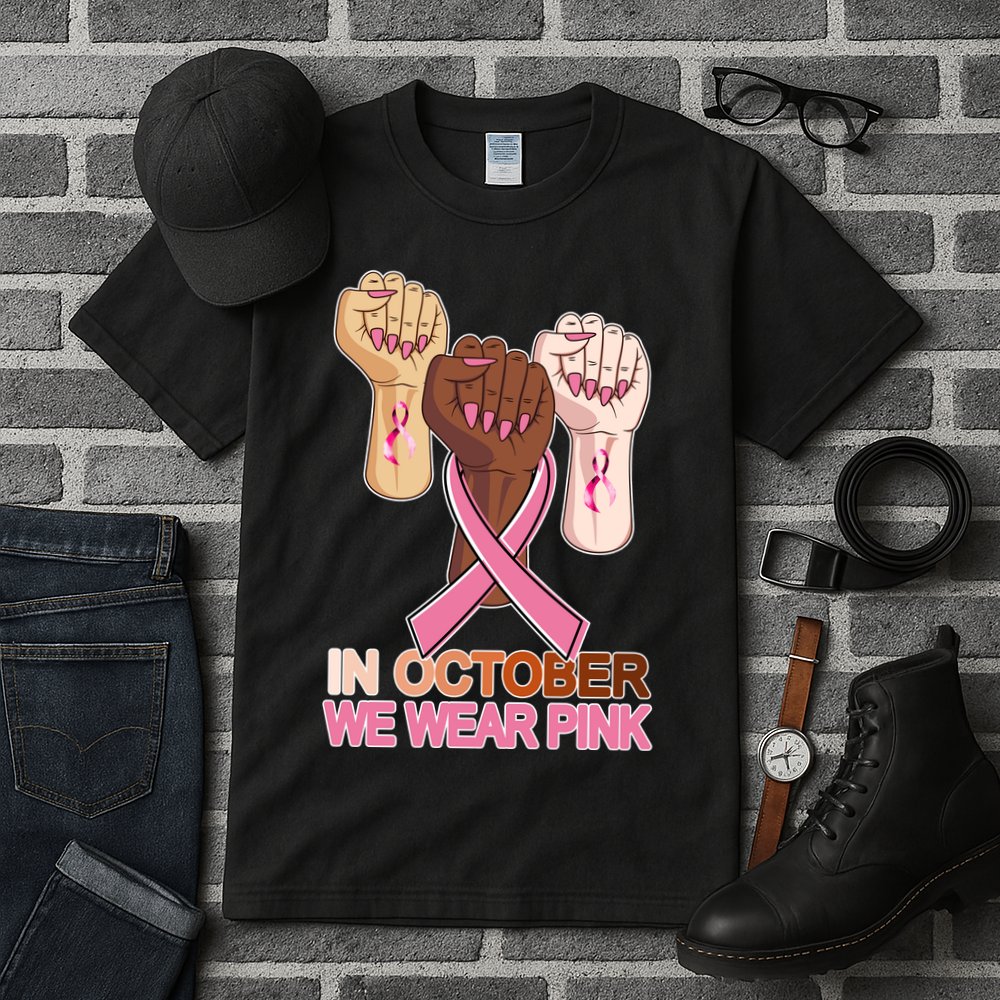 Hand In October We Wear Pink Breast Cancer Awareness Month TShirt Tall T-Shirt
