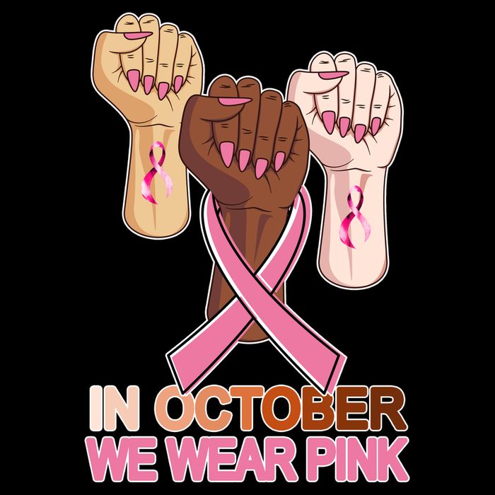 Hand In October We Wear Pink Breast Cancer Awareness Month TShirt Bucket Hat