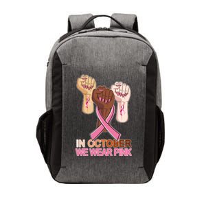 Hand In October We Wear Pink Breast Cancer Awareness Month TShirt Vector Backpack