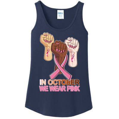 Hand In October We Wear Pink Breast Cancer Awareness Month TShirt Ladies Essential Tank