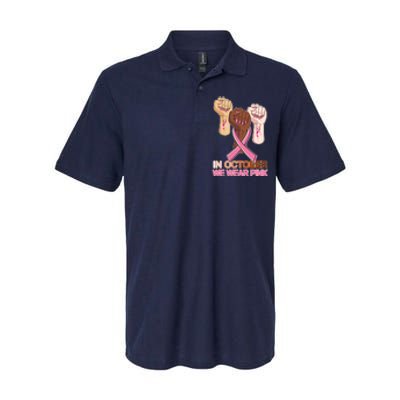 Hand In October We Wear Pink Breast Cancer Awareness Month TShirt Softstyle Adult Sport Polo