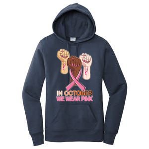 Hand In October We Wear Pink Breast Cancer Awareness Month TShirt Women's Pullover Hoodie