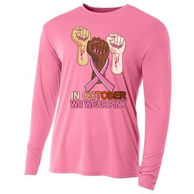 Hand In October We Wear Pink Breast Cancer Awareness Month TShirt Cooling Performance Long Sleeve Crew