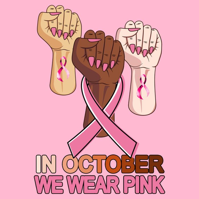 Hand In October We Wear Pink Breast Cancer Awareness Month TShirt Poster