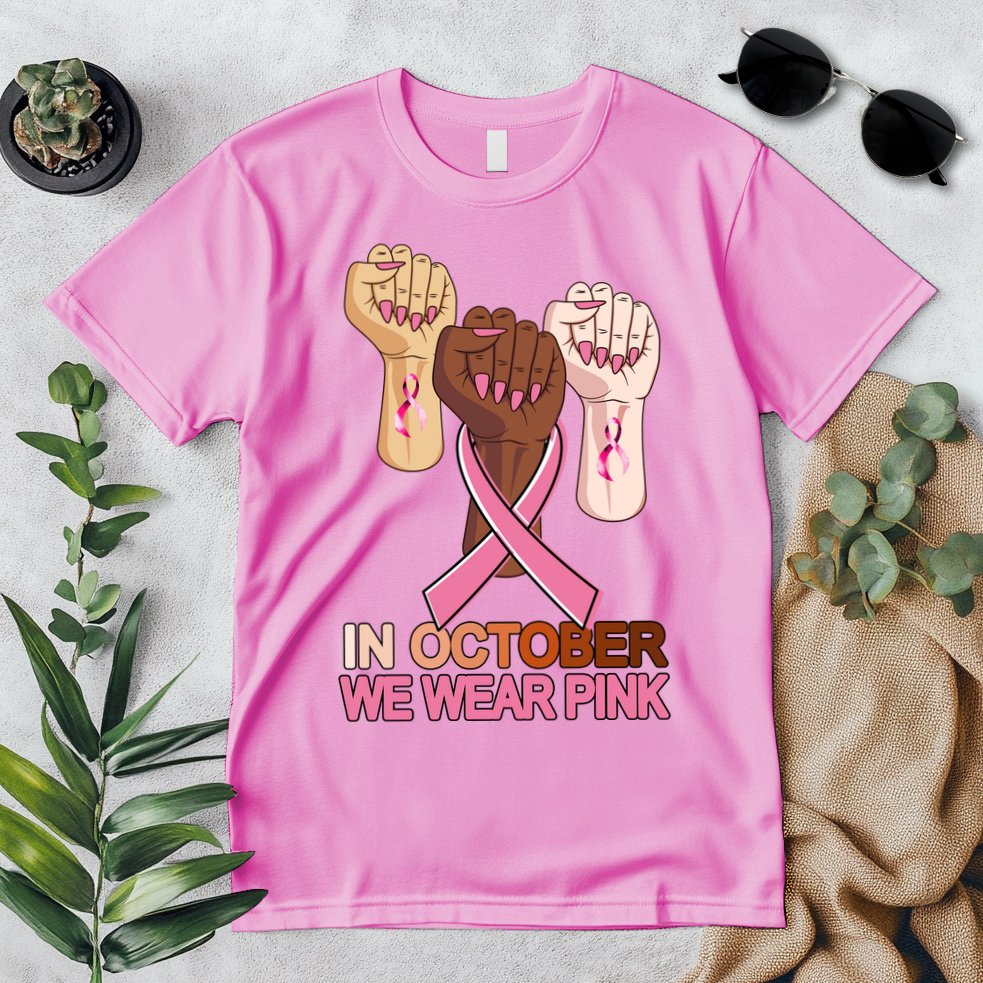 Hand In October We Wear Pink Breast Cancer Awareness Month TShirt Premium T-Shirt