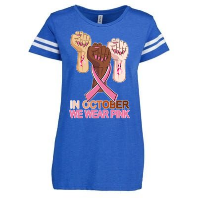 Hand In October We Wear Pink Breast Cancer Awareness Month TShirt Enza Ladies Jersey Football T-Shirt